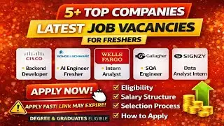 🔥 5+ Top Companies Hiring Freshers 😱 Cisco, Wells Fargo, Signzy | Latest IT Jobs | Apply Fast!