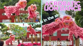 Love Is In The Air At Main Place Mall With Two Pink Lions. Acrobatic Lion Dance