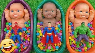 6 minutes satisfying video mixing funny candy asmr & makeup in 3 bathtubs with magic m&m's slime