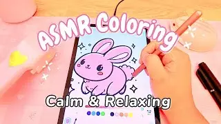 ASMR Coloring a Cute Bunny 🐰 Digital Art on Tablet | Relaxing Kawaii Pink Aesthetic