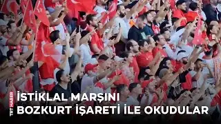 Taraftarımız İstiklal Marşı'nı bozkurt işareti yaparak okudu