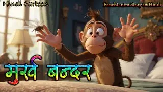 मुर्ख बन्दर ( Foolish monkey ) | Panchtantra story in Hindi | Kids moral animated story #cartoon