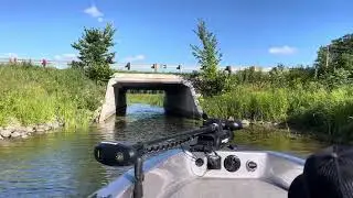 Heading under the bridge Little Pine Lake MN