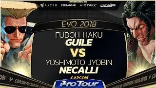 Fudoh Haku (Guile) vs Yoshimoto Jyobin (Necalli) - EVO 2018 - Pools - SFV - CPT 2018