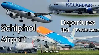 Schiphol Airport Runway 36L Polderbaan DEPARTURES, A220, A380, B767 and much more!