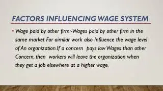 wage system and factors influencing wage system