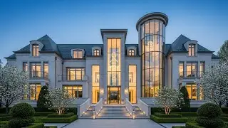 Ultra Luxury European Mansion at Dusk | Glass Atrium Palace Tour | 4K Cinematic Architecture
