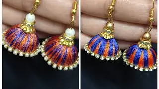 Double color silk thread Earrings /  silk thread jimikki earrings