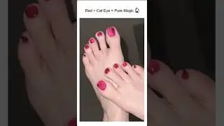 🔥 Close Your Eyes & See the Magic: Red Cat Eye Pedicure Toes ✨💅 #chictoes #everydayglam #stylishfeet