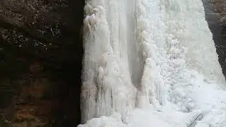 Giant Icicle with Water Flowing Through It Melting!!!