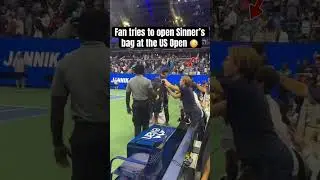 Fan ties to STEAL something from Jannik Sinner&rsquo;s bag at the US Open 2025 😳 #tennis #usopen #sinner
