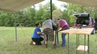 Watch as a pre-1840 primitive campsite is set up; condensed to 2 minutes