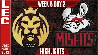 MAD vs MSF Highlights | LEC Spring 2022 W6D2 | MAD Lions vs Misfits Gaming