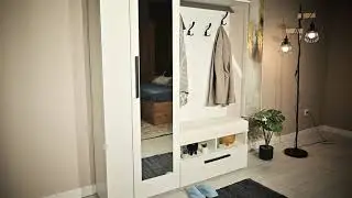 Cuier de hol alb cu oglindă Delfi