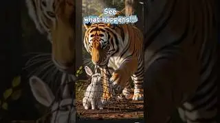 🐯 Tiger Saves a Trapped Rabbit! Dramatic Rescue Moment 🐰 #shorts #tiger #rabbit #animalrescue
