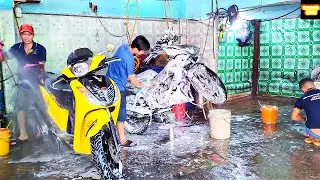 1.3$ USD BIKE WASH IN VIETNAM - Washing DIRTY Motorcycle For A Cheap Price In Saigon