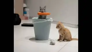 Bunny Jumps Into Trash Can!? The Cutest Animal Squad ❤️ (Funny & Cute Shorts)0929rabbitand can