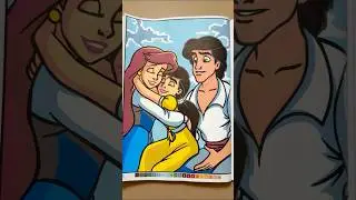 Ariel, Eric,& Melody&rsquo;s Sweetest Family Moment 💖 #relaxing #art #disneycoloring #disneyprincess #fyp