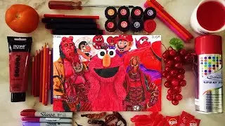 ALL RED artwork ONLY USING red art supplies | Art Story | Entertainmentpuram