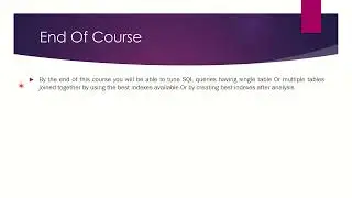 Oracle SQL Performance Tuning Day 3 - Introduction - Summary