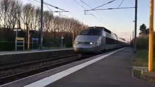 Passage d'une UM TGV renov en gare de Dannes - Camiers