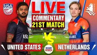 🔴Live: United States vs Netherlands | 21st Match | Live Cricket Score & Commentary