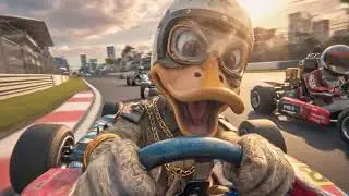 Der DUCK-RACER! Ente im Formel-1-Kart mit Goldkette | Verr&uuml;ckter Racing Stunt!
