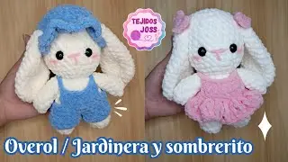 Overol o jardinera para conejito tejido en chenille | Tejidos Joss |