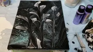 Acrylic Pour String Pull Flowers