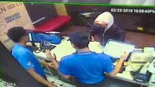 Caught on camera: Domino's workers apprehend armed robbery suspect