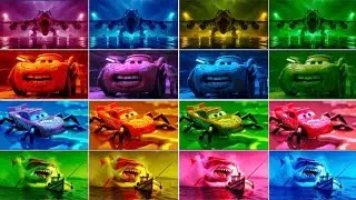 Monster McQueen Shark VS Monster Airplane VS Monster McQueen Spider