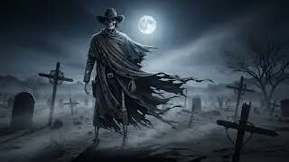 Lone Skull Cowboy Drinking Whiskey in the Dark West 4K