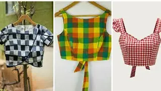Check out these Checks printed saree blouses that are trending this year! Checkered print blouses