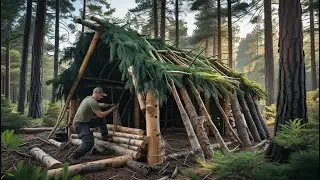 Building a Survival Shelter Deep in the Forest &ndash; Primitive Bushcraft Techniques - Felicia Clara