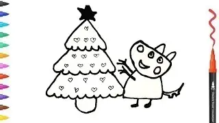 How to Draw Christmas Peppa Pig 🎄 | Easy Step by Step Drawing for Kids
