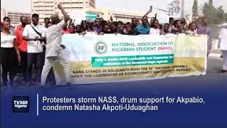 Protesters storm NASS, drum support for Akpabio, condemn Natasha Akpoti-Uduaghan