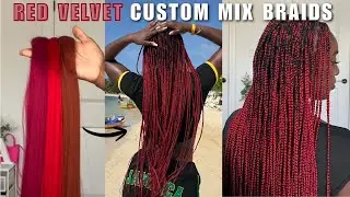 RED VELVET BRAIDS: 350, BG & 130S Custom Mix (58 inch X-pression) | Full Box Braids Tutorial