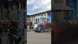 #Пожарные Показательная ликвидация возгорания здания, автомобиля