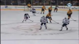 Dubnyk misses from the center ice vs Predators