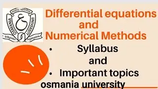 Differential equations and Numerical Methods Syllabus- Osmania University
