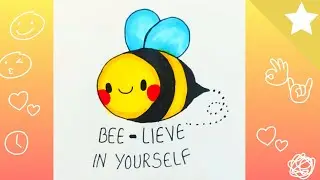Drawing of cute bee pun art | how to draw a cute bee pun art | Draw with me🐝