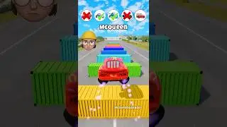 Mia & Tia vs Sally Carrera vs Tokyo Mater vs Jackson Storm vs McQueen Jump Challenge - BeamNG.Drive