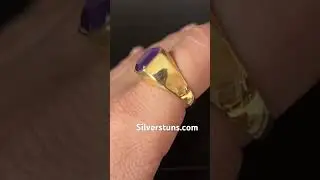 Gold amethyst ring for men with 925 sterling silver ring men&rsquo;s ring #squarering #rings #sterlingring