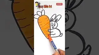 B = How to draw Rabbit 🐰 Carrot 🥕 with for Beginners #shorts #rabbit #carrot #drawing #shortvideo