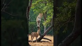 The Leopard vs the deer stayed in the forest #leopard #viralvideo #animals #shorts #