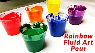 Rainbow Tree Ring Acrylic Pour -  Surprising Results - Easy and Fun Acrylic Pouring - Abstract Art