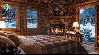 Cozy Wooden Cabin, Fireplace & Snow | Olyra Sleep Music