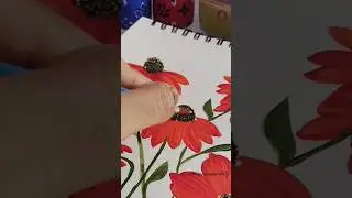 flower art painting with water fabric colour #shortsyoutube #art #flowerart #watercolor