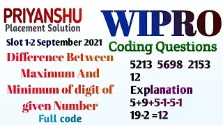 Wipro Difference between MAX and MIN of three Number Digit | Wipro Coding Question asked in slot1-2