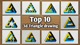 Top 10 3d drawing - 3d triangle drawing - triangle illusion - cube Drawing